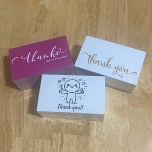Pack of 3 (Total 300 Cards)--Thank You Cards (100ea/pk) Size 3.5" W x 2" H